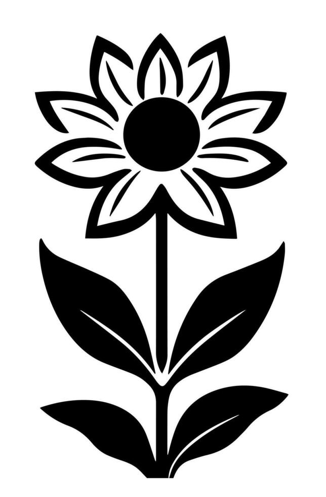 vettore icona di nero e bianca fiore