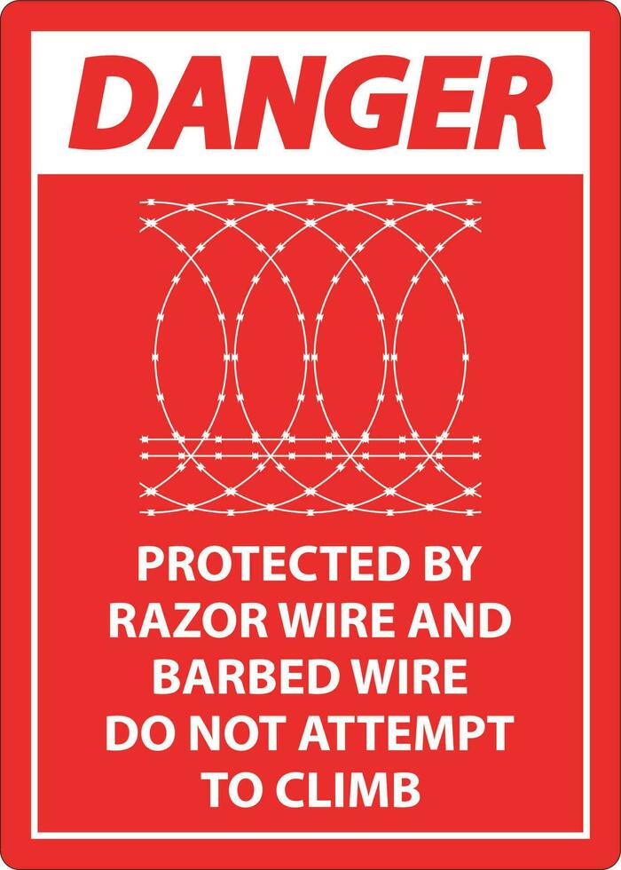 Pericolo protetta di rasoio filo e spinato filo, fare non scalata cartello vettore