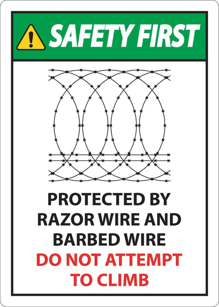 sicurezza primo protetta di rasoio filo e spinato filo, fare non scalata cartello vettore