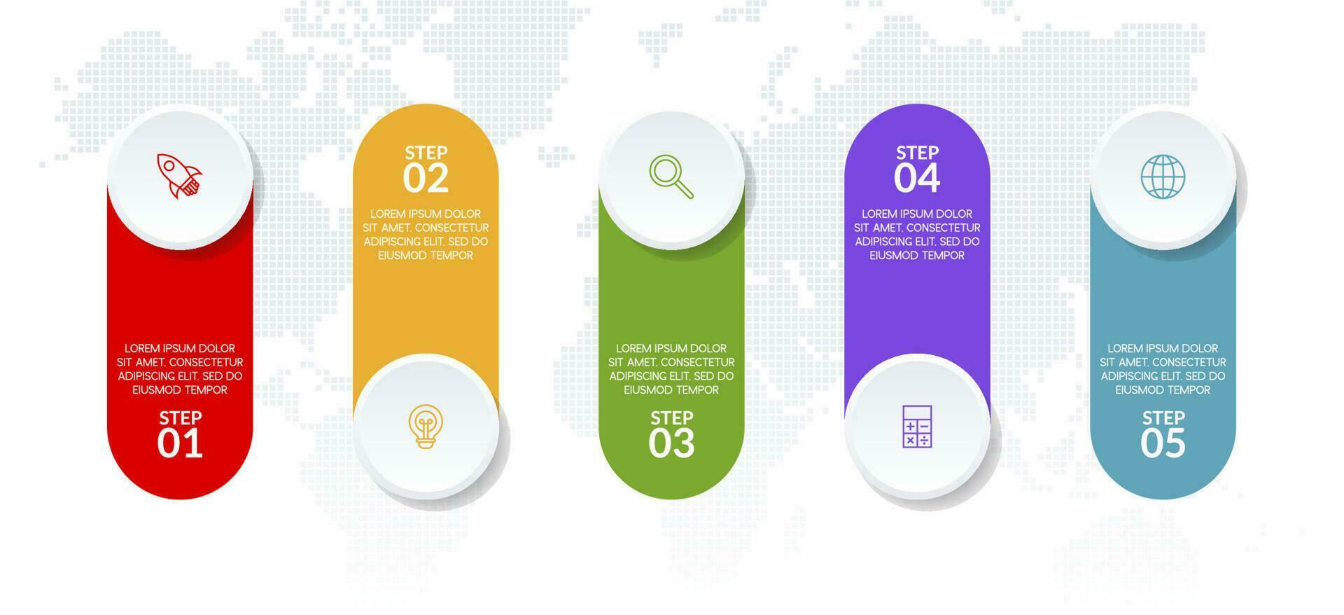 infografica design modello e icone con 5 opzioni o 5 passaggi vettore