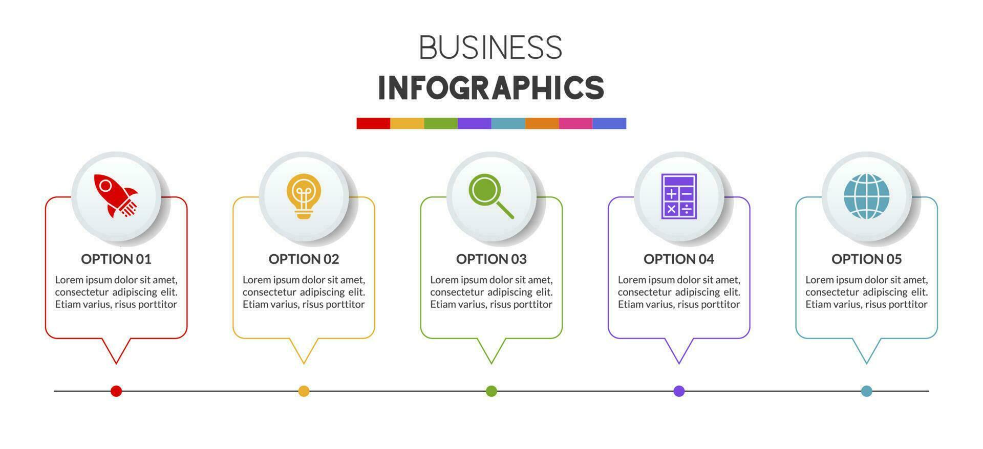 infografica design modello e icone con 5 opzioni o 5 passaggi vettore