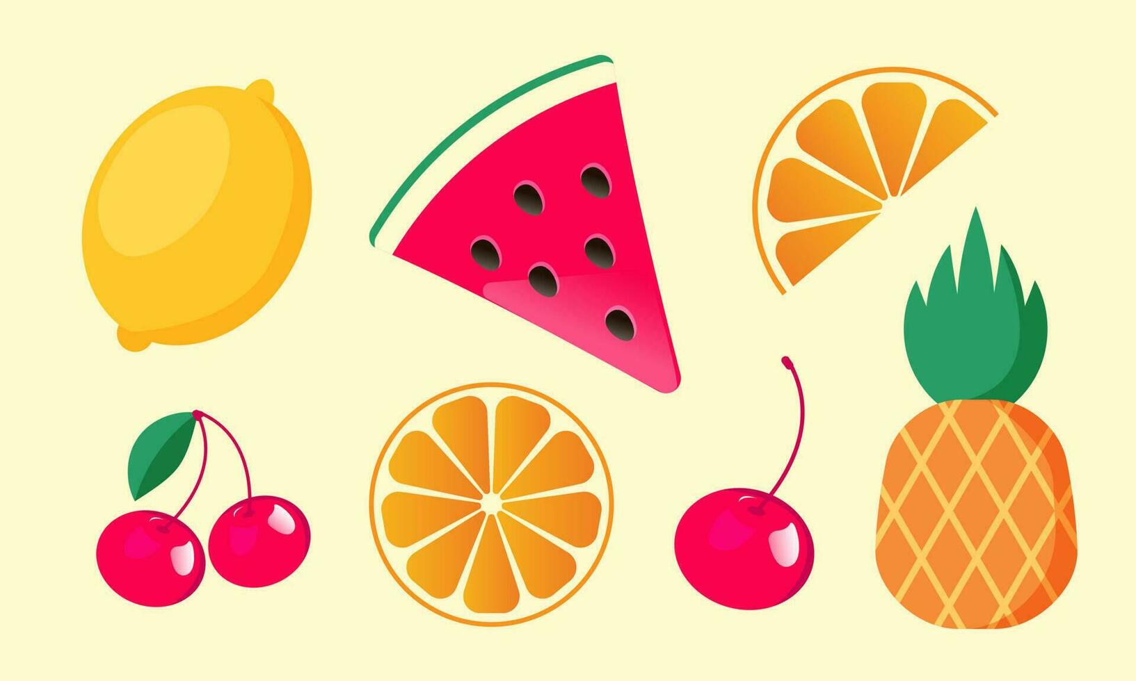 impostato di colore estate frutta. vettore illustrazione