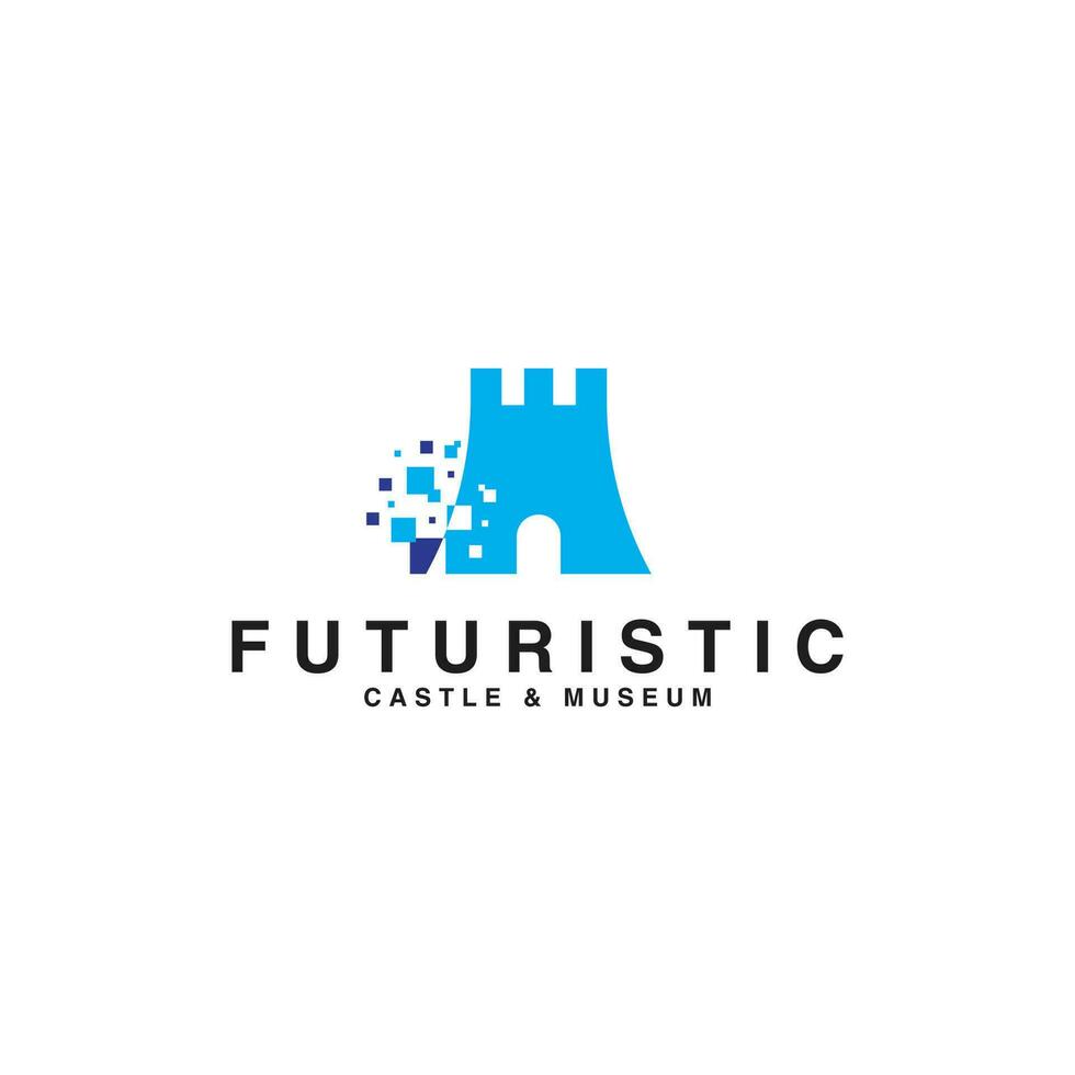 futuristico castello icona logo attività commerciale vettore design modello. moderno digitale palazzo logo design vettore idee con piatto, elegante e minimalista stili