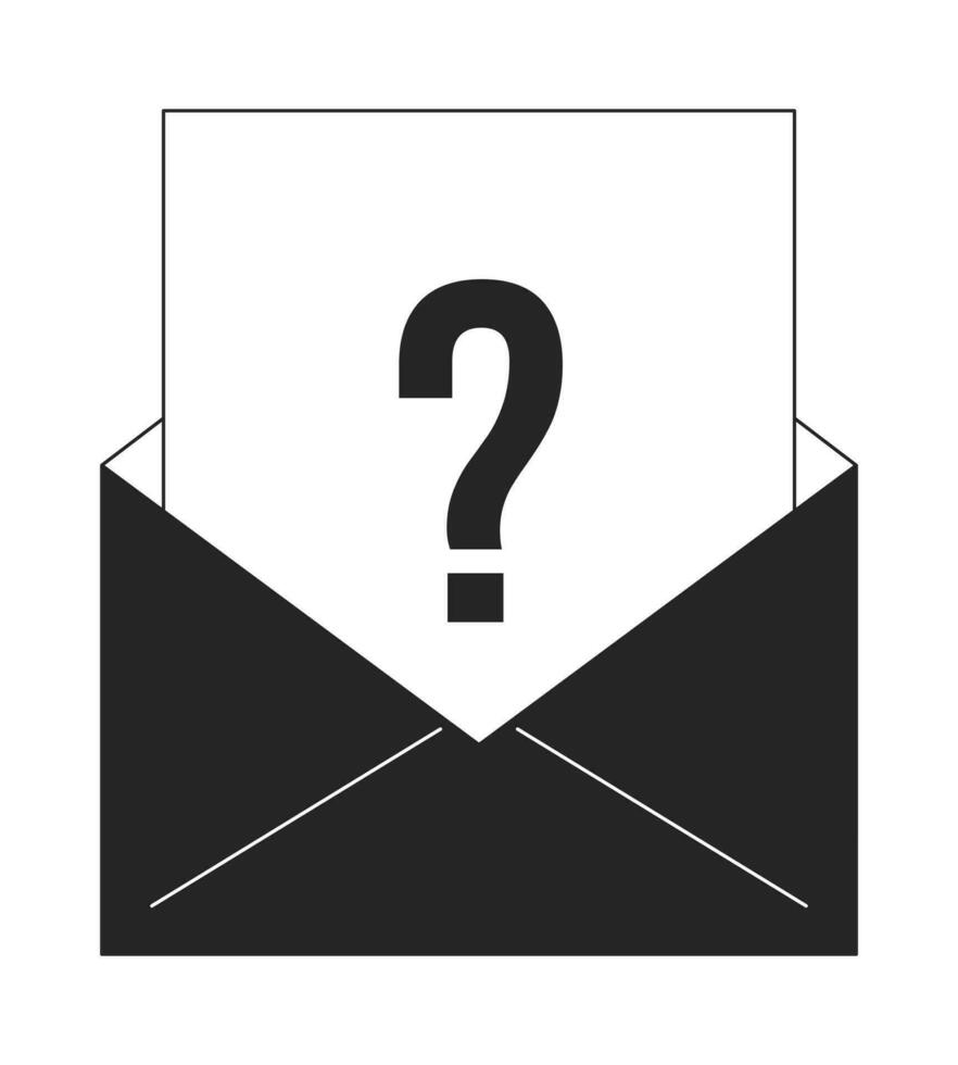 cliente soddisfazione sondaggio e-mail bw concetto vettore individuare illustrazione. domanda marchio Busta 2d cartone animato piatto linea monocromatico oggetto per ragnatela ui design. modificabile isolato schema eroe Immagine