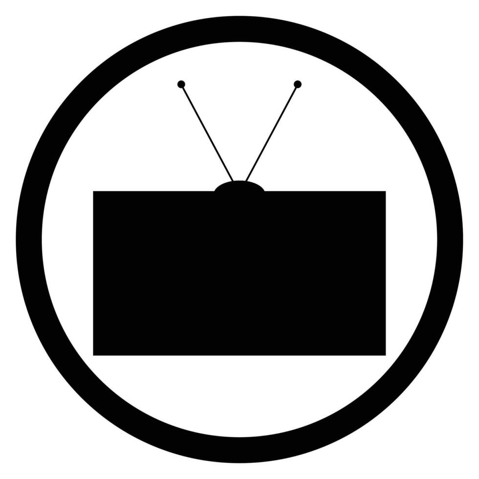 tv icona nero bianca. televisione e tv schermo, Guardando tv e tv icona, vecchio tv o retrò tv. tv elettronico televisione schermo e tecnologia Schermo attrezzatura. vettore piatto design illustrazione