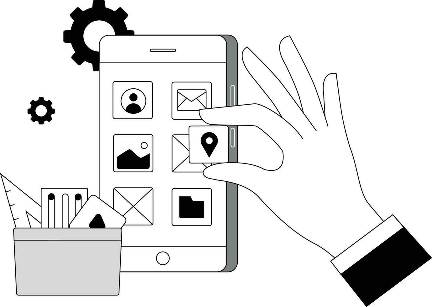 mobile ui design illustrazione vettore