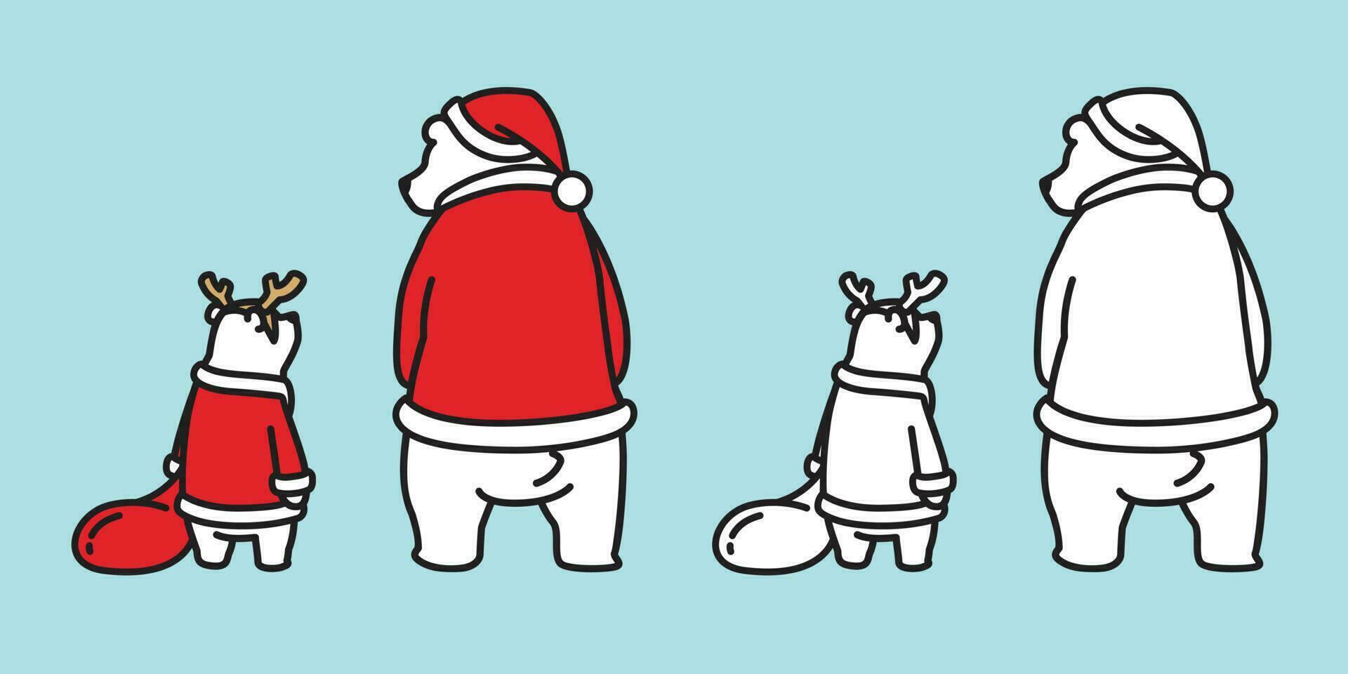 orso vettore Natale polare orso Santa Claus icona logo orsacchiotto cartone animato personaggio illustrazione scarabocchio