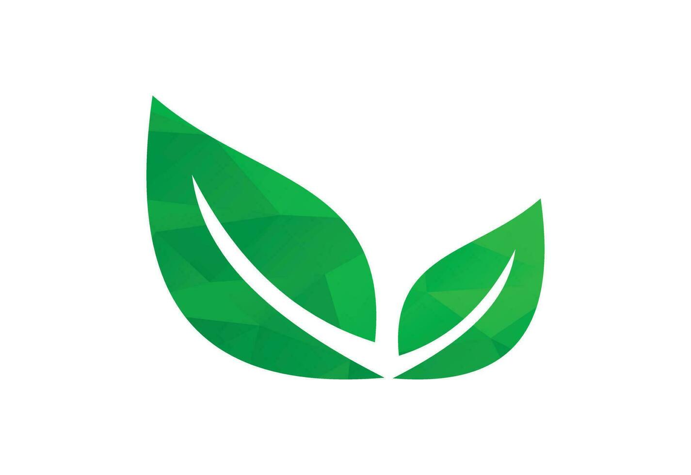 Basso poli e foglia, pianta, logo. verde foglie, natura simbolo, vettore design modello