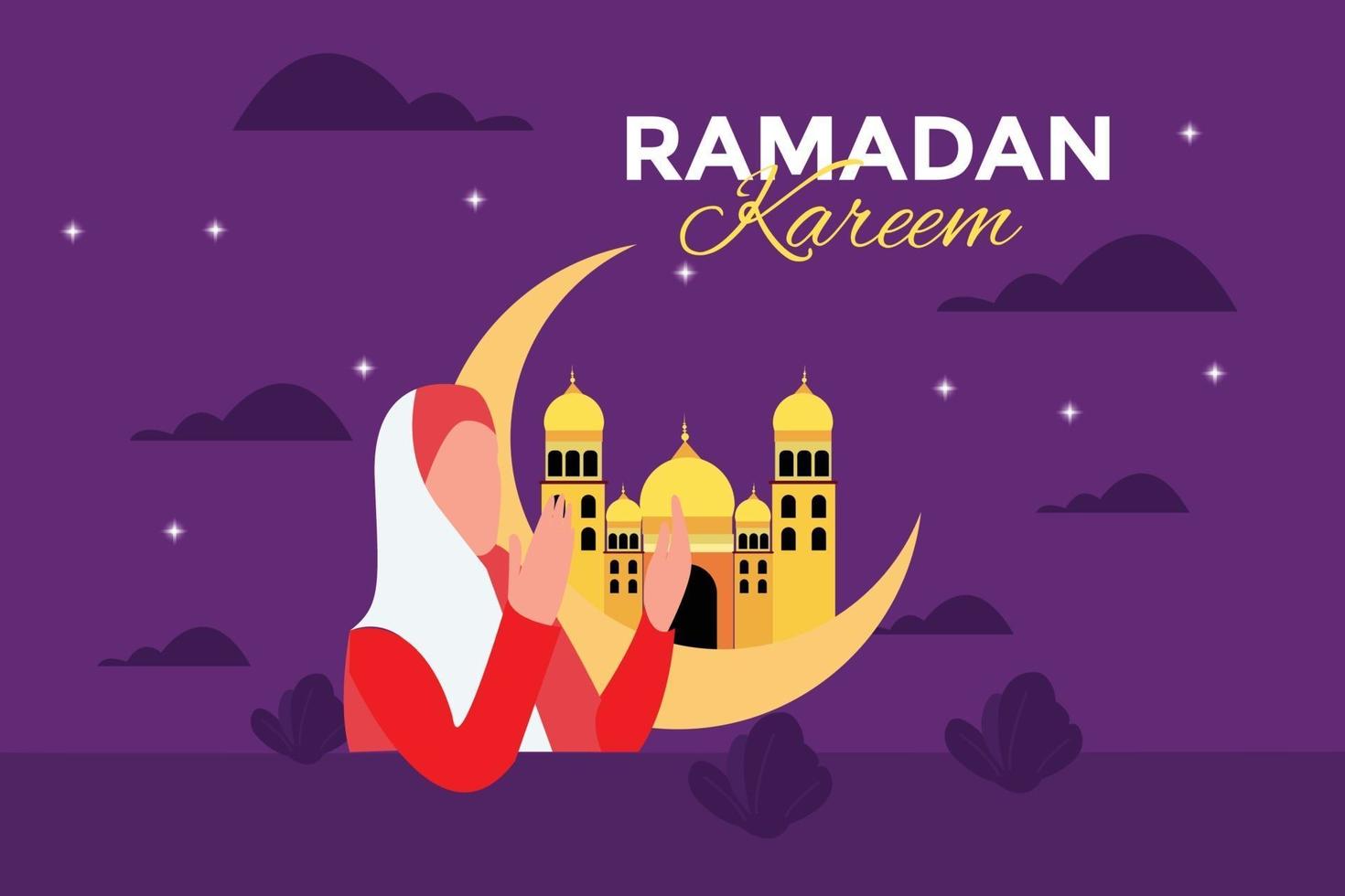 illustrazione piatta ramadan kareem vettore