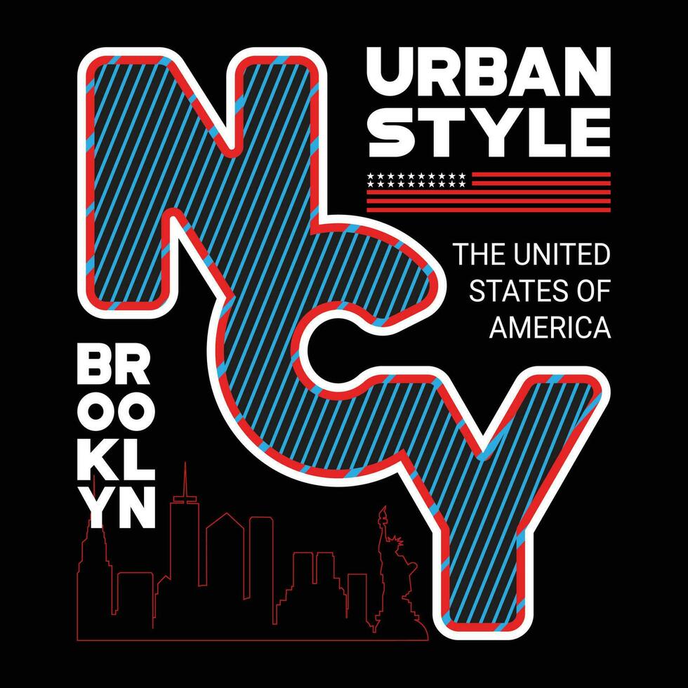 urbano stile ncy brooklyn il unito stati di America maglietta design vettore