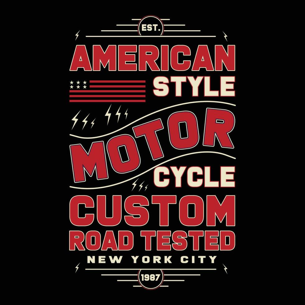 americano stile motociclo costume strada testato nuovo York città 1987 maglietta design vettore