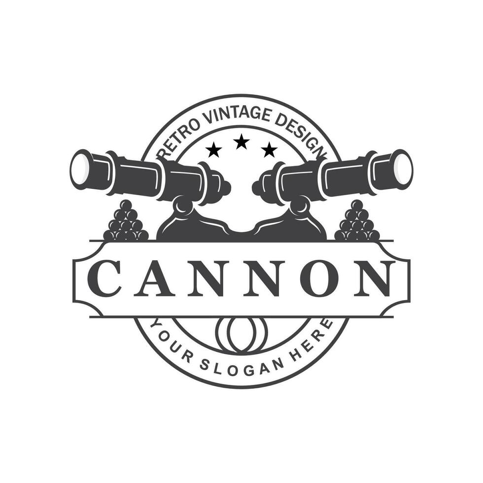 cannone logo, elegante semplice design retrò Vintage ▾ stile, guerra artiglieria vettore, illustrazione simbolo icona vettore