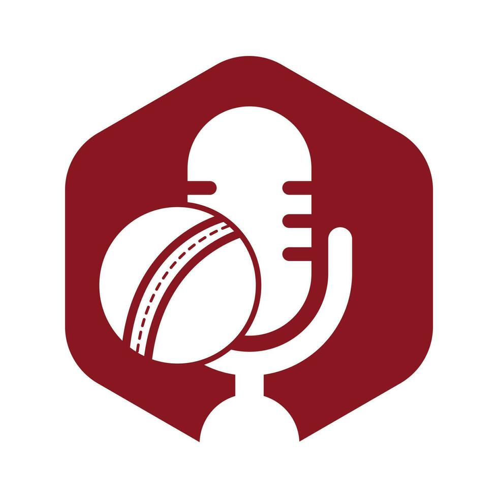 cricket Podcast logo design modello. microfono e cricket palla logo concetto design. vettore