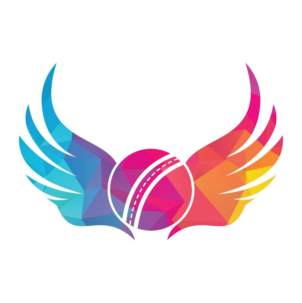 cricket gli sport vettore logo design modello. cricket palla con Ali icona design.