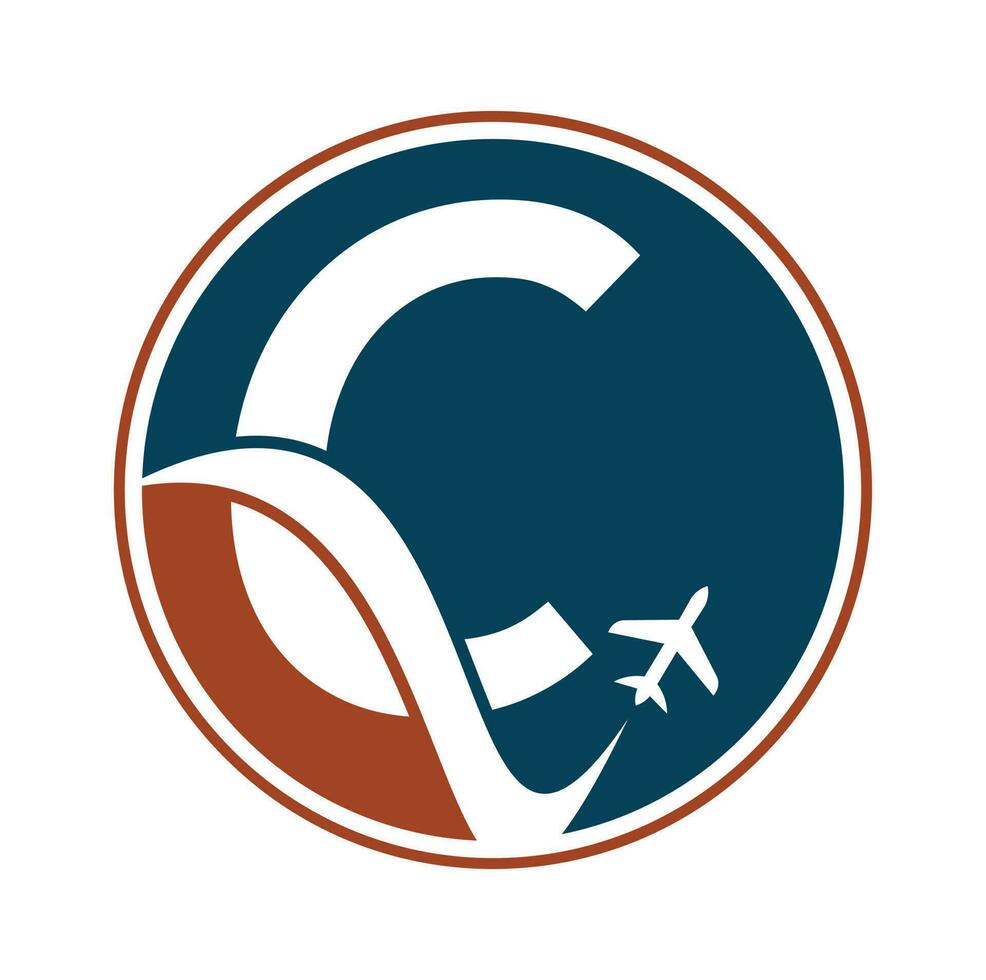 lettera c aria viaggio logo design modello. c lettera e aereo logo design icona vettore. vettore