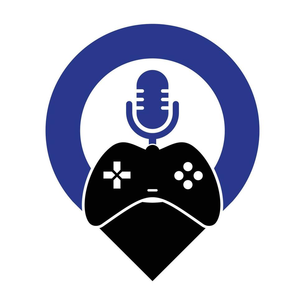 gioco Podcast e GPS forma concetto logo design. vettore