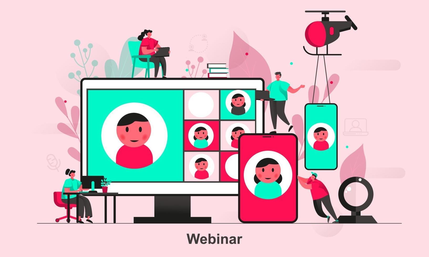 webinar web concept design in illustrazione vettoriale stile piatto