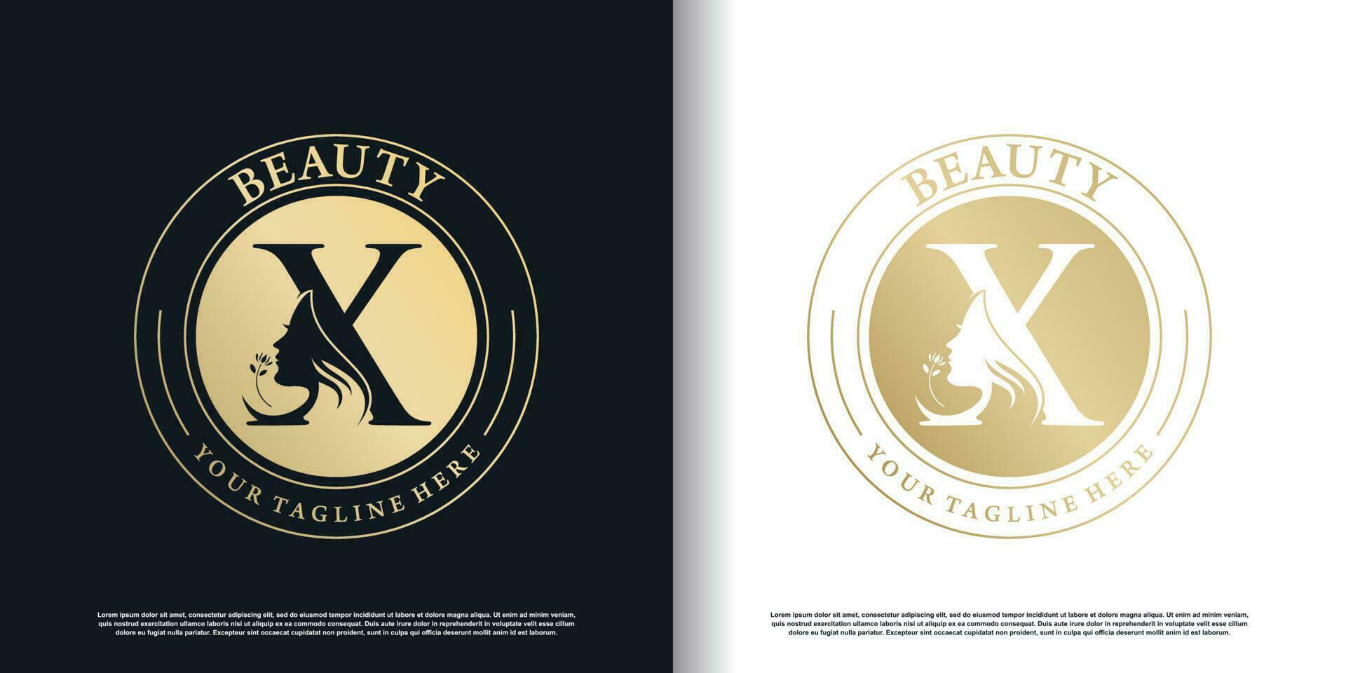 iniziale X logo design con bellezza donne icona e creativo concetto premio vettore