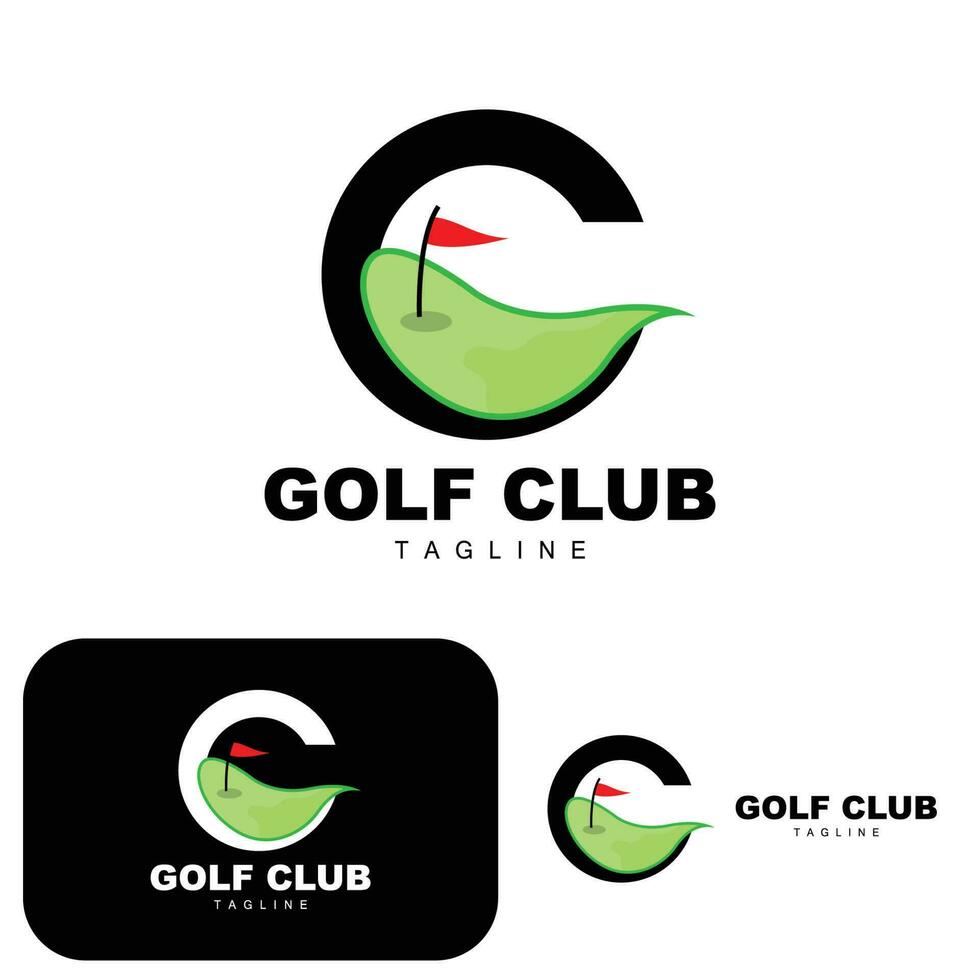 golf palla logo, vettore bastone golf. all'aperto gli sport gioco, disciplina disegno, icona modello