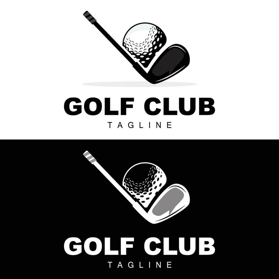 golf palla logo, vettore bastone golf. all'aperto gli sport gioco, disciplina disegno, icona modello