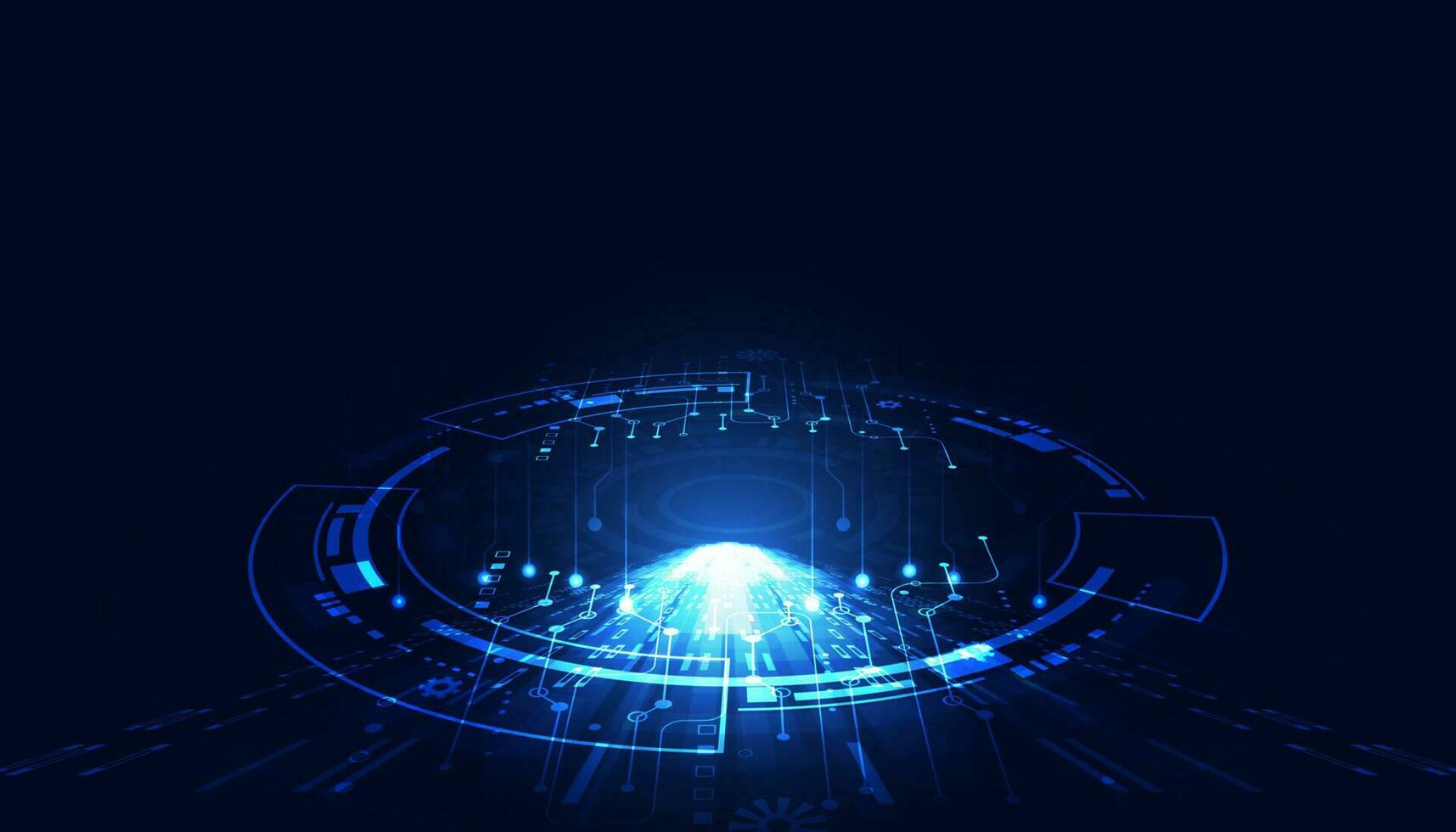 astratto cerchio circuito moderno su sfondo concetto futuristico velocità ordito alto velocità su un' blu sfondo, hi-tech futuristico. vettore