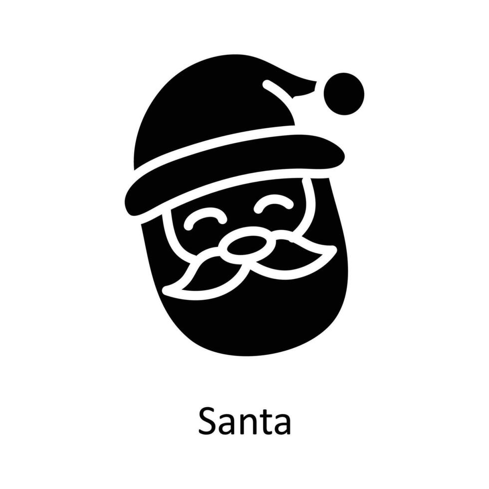 Santa vettore solido icona design illustrazione. Natale simbolo su bianca sfondo eps 10 file