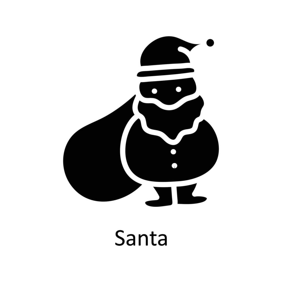 Santa vettore solido icona design illustrazione. Natale simbolo su bianca sfondo eps 10 file