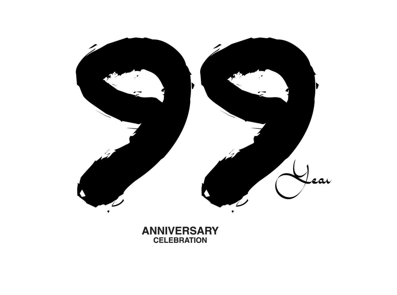 99 anni anniversario celebrazione vettore modello, 99 numero logo disegno, 99th compleanno, nero lettering numeri spazzola disegno mano disegnato schizzo, nero numero, anniversario vettore illustrazione