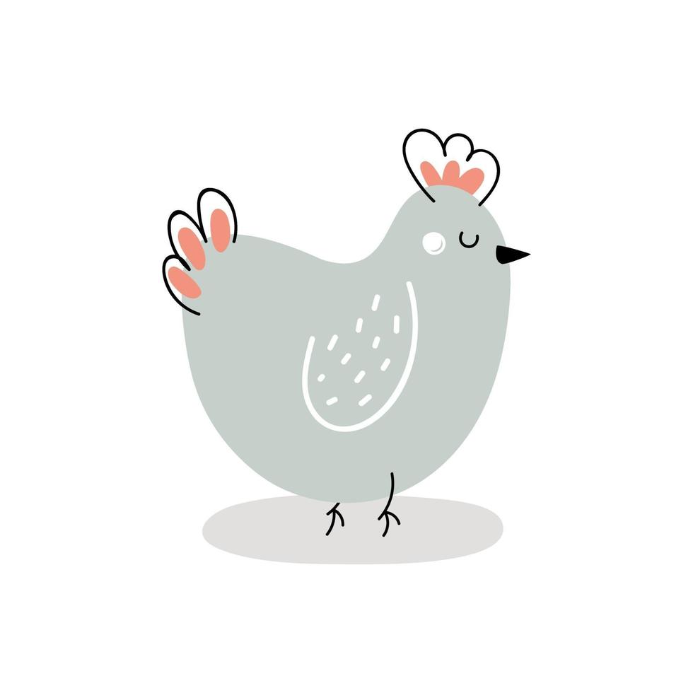 pollo carino isolato su sfondo bianco. pollo di pasqua. design per pasqua. illustrazione vettoriale di cartone animato piatto