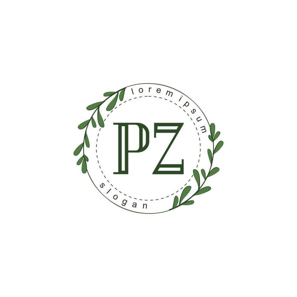 pz iniziale bellezza floreale logo modello vettore