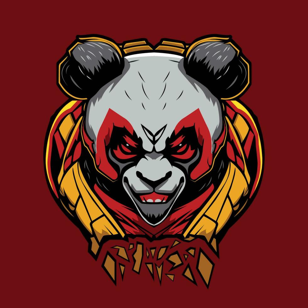 panda portafortuna logo design per gioco e gli sport diavolo stile vettore