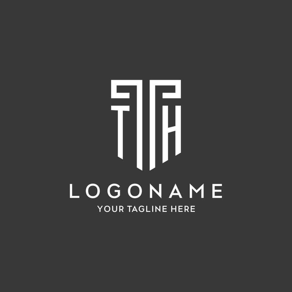 th monogramma iniziale nome con scudo forma icona design vettore