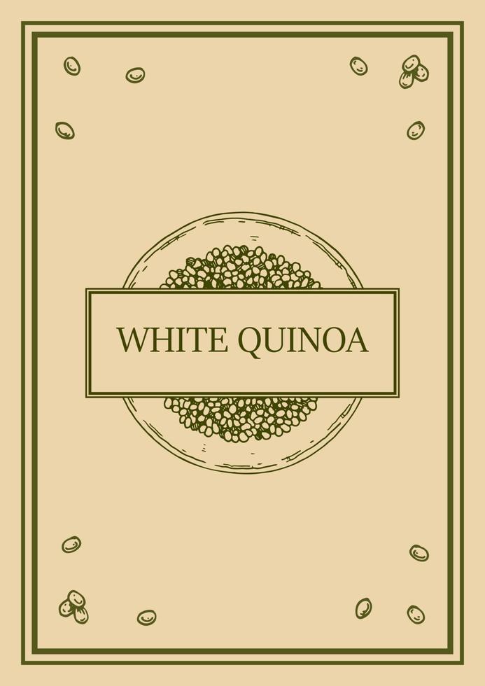 packaging design quinoa con elemento disegnato a mano. illustrazione vettoriale in stile schizzo