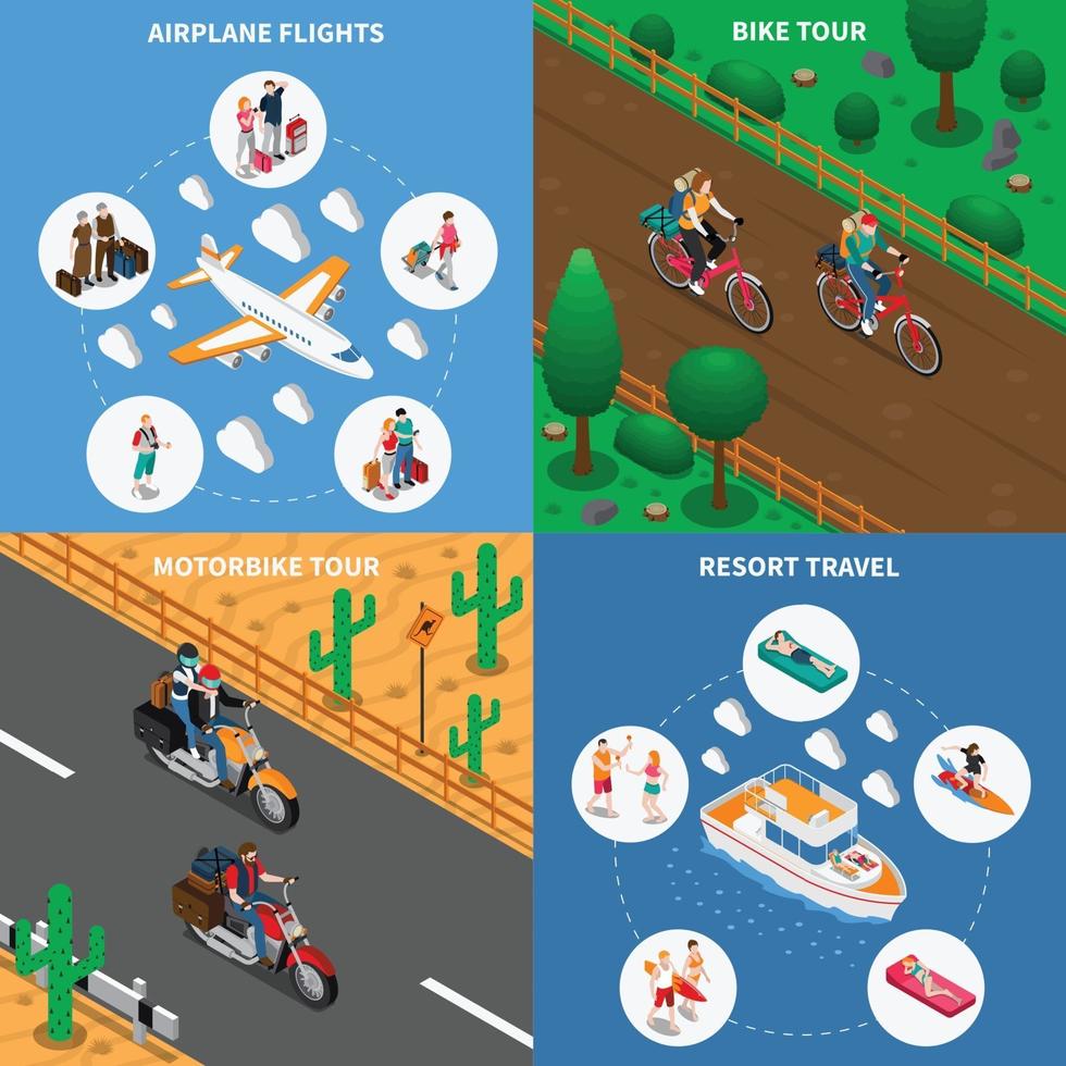 illustrazione di vettore di concetto isometrico persone in viaggio