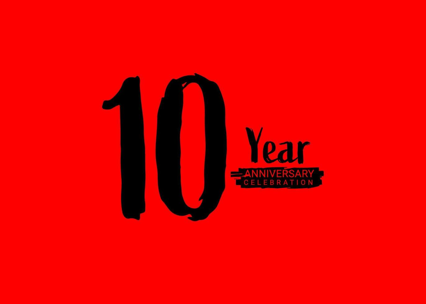 10 anni anniversario celebrazione logo su rosso sfondo, 10 numero logo disegno, 10 ° compleanno logo, logotipo anniversario, vettore anniversario per celebrazione, manifesto, invito carta