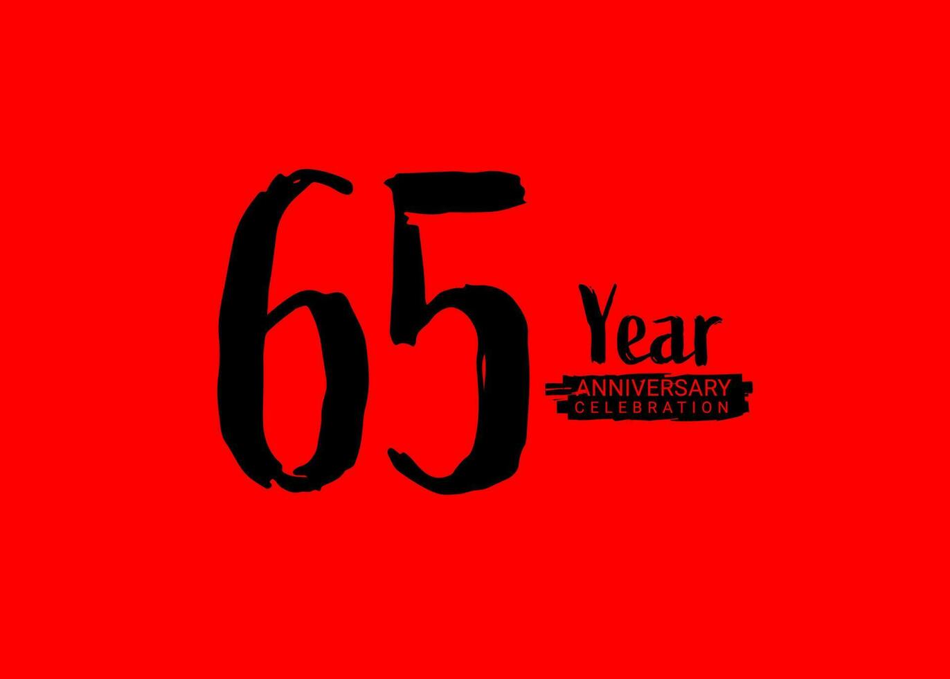 65 anni anniversario celebrazione logo su rosso sfondo, 65 numero logo disegno, 65 ° compleanno logo, logotipo anniversario, vettore anniversario per celebrazione, manifesto, invito carta