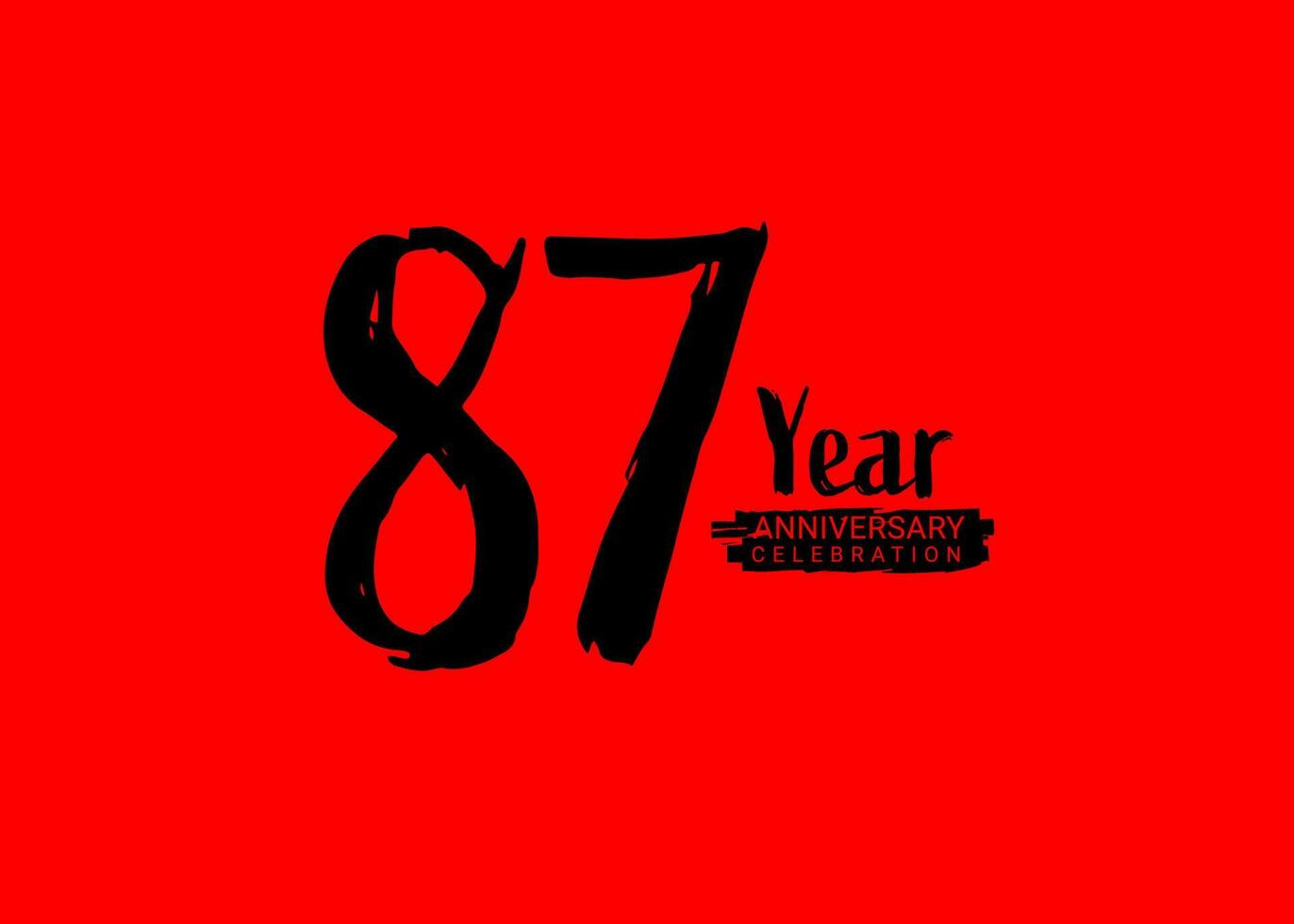 87 anni anniversario celebrazione logo su rosso sfondo, 87 numero logo disegno, 87° compleanno logo, logotipo anniversario, vettore anniversario per celebrazione, manifesto, invito carta