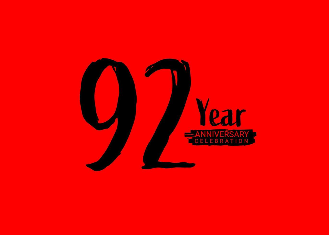 92 anni anniversario celebrazione logo su rosso sfondo, 92 numero logo disegno, 92esimo compleanno logo, logotipo anniversario, vettore anniversario per celebrazione, manifesto, invito carta