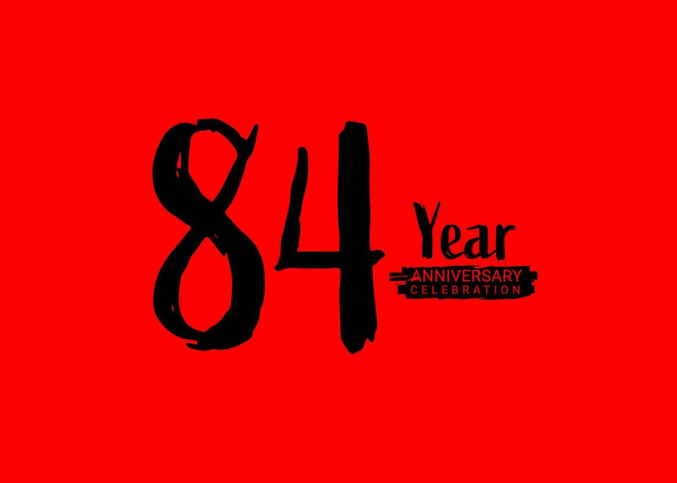 84 anni anniversario celebrazione logo su rosso sfondo, 84 numero logo disegno, 84esimo compleanno logo, logotipo anniversario, vettore anniversario per celebrazione, manifesto, invito carta