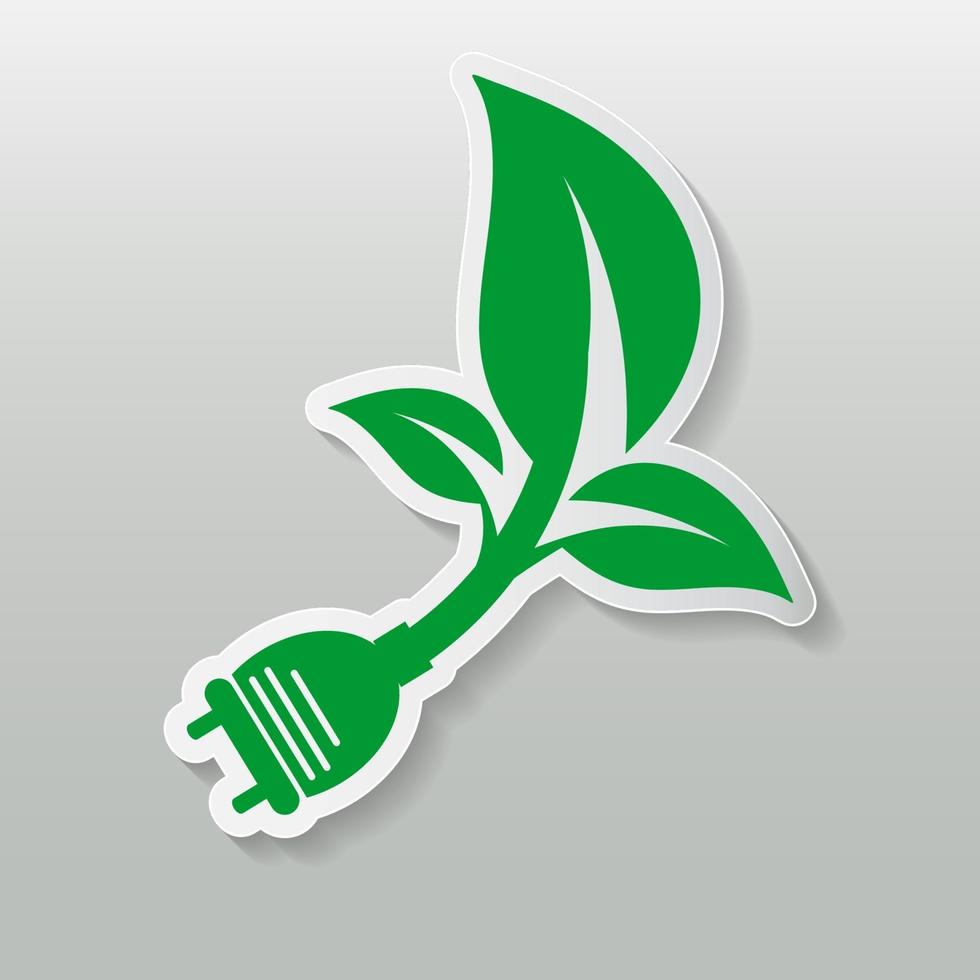spina di alimentazione verde ecologia emblema o logo. illustrazione vettoriale