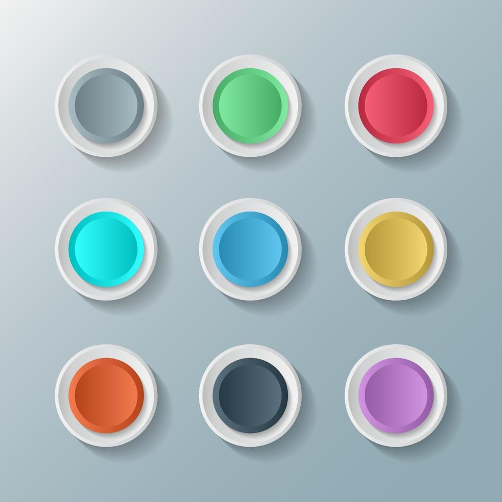 set di simboli di round buttons.vector illustratore vettore