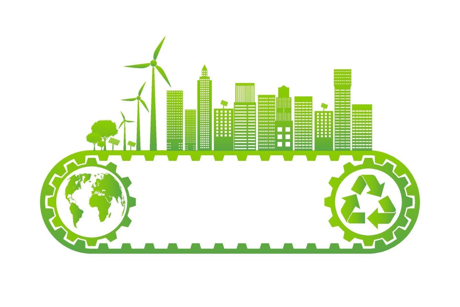 le città verdi aiutano il mondo con idee ecologiche concept.vector illustrazione vettore