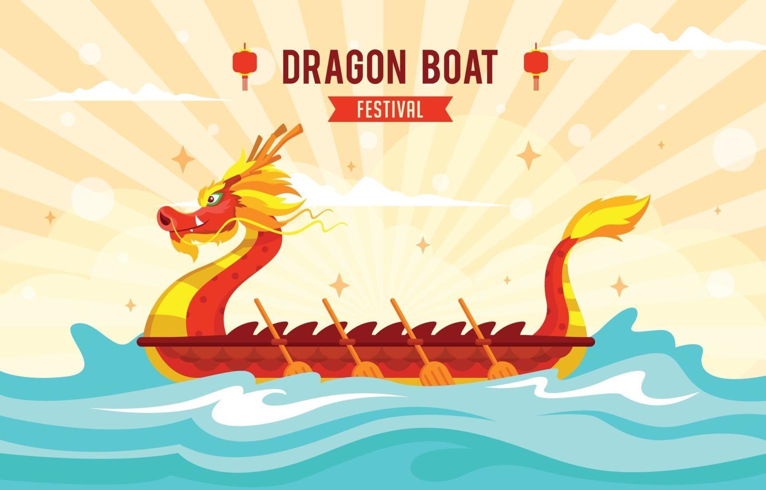 modello di concetto di festival cinese barca drago rosso vettore