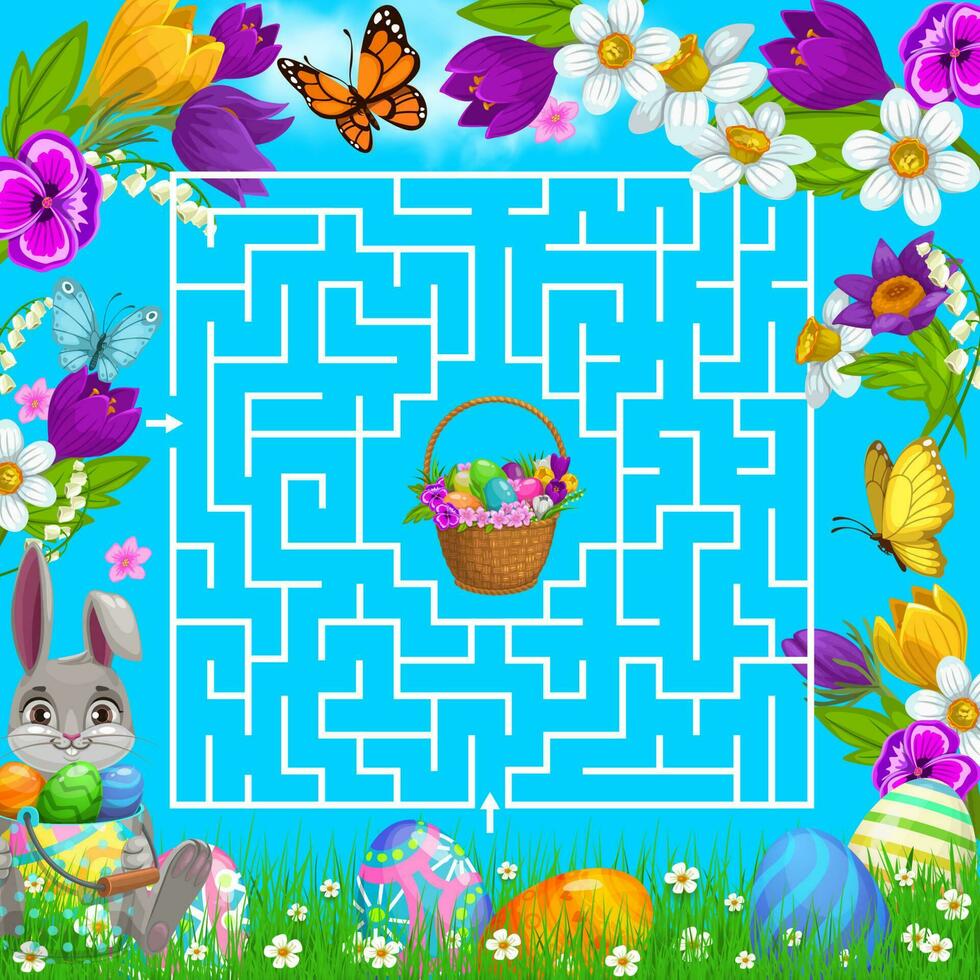 bambini labirinto gioco, labirinto, Aiuto coniglietto scegliere modo vettore