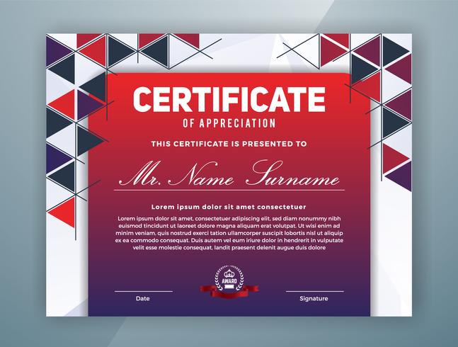 Modello di certificato professionale multiuso vettore