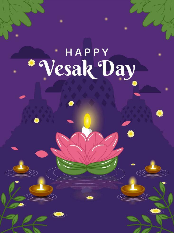 contento Vesak giorno, saluto carta e manifesto design per Vesak giorno. Vesak giorno è un' santo giorno per buddisti. vettore