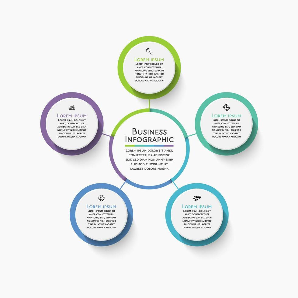 modello di infografica del circolo commerciale di presentazione vettore