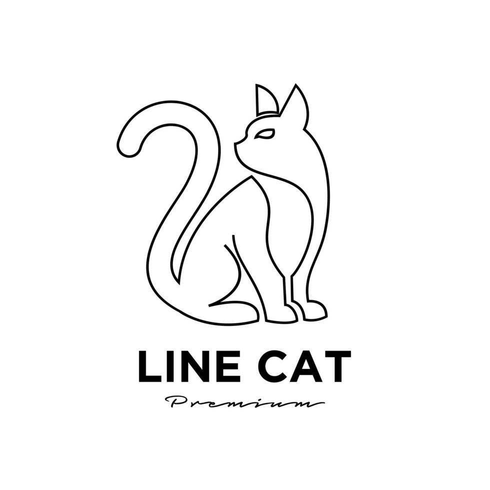 logo semplice linea gatto nero vettore