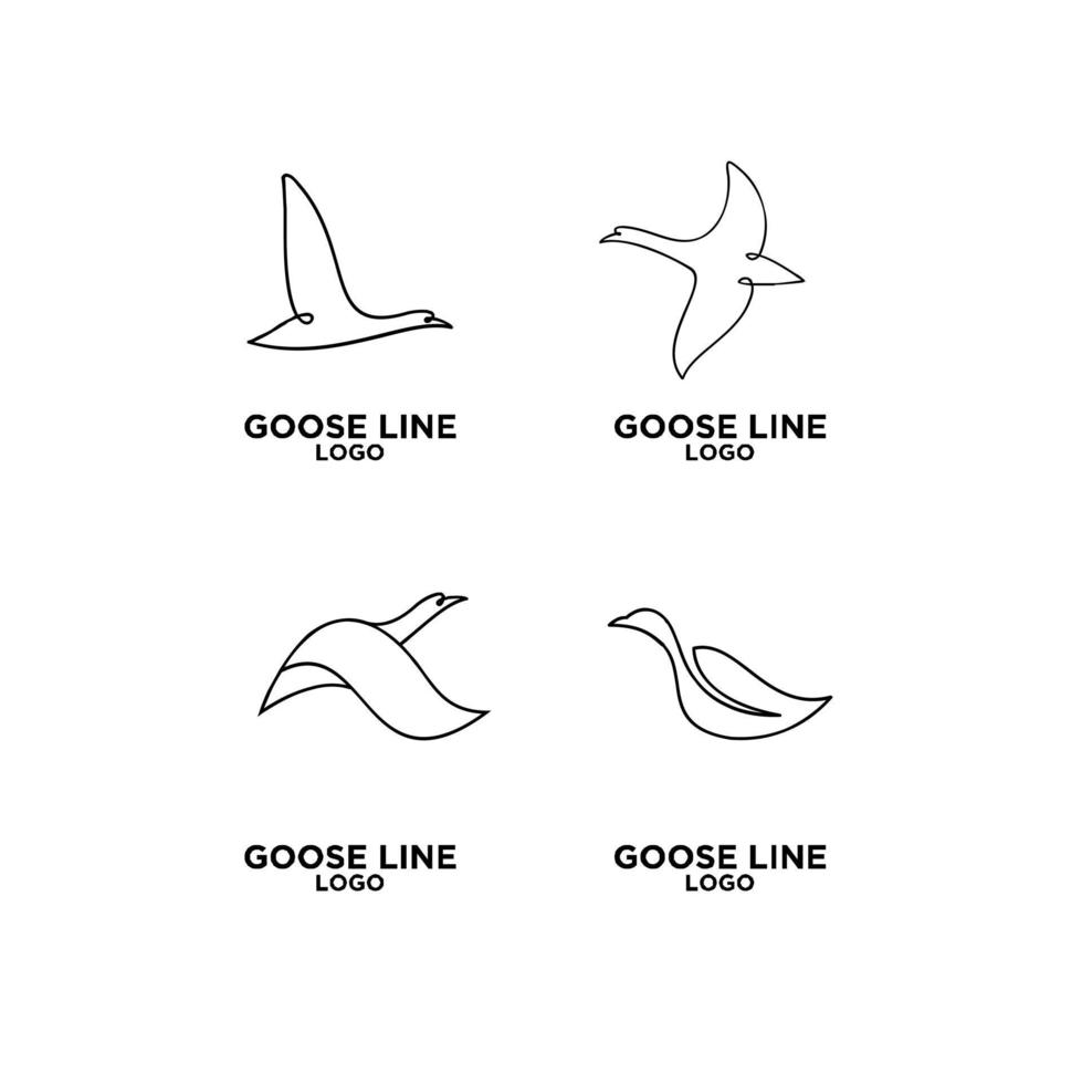 set collezione premium luxury goose black line vector logo icon design