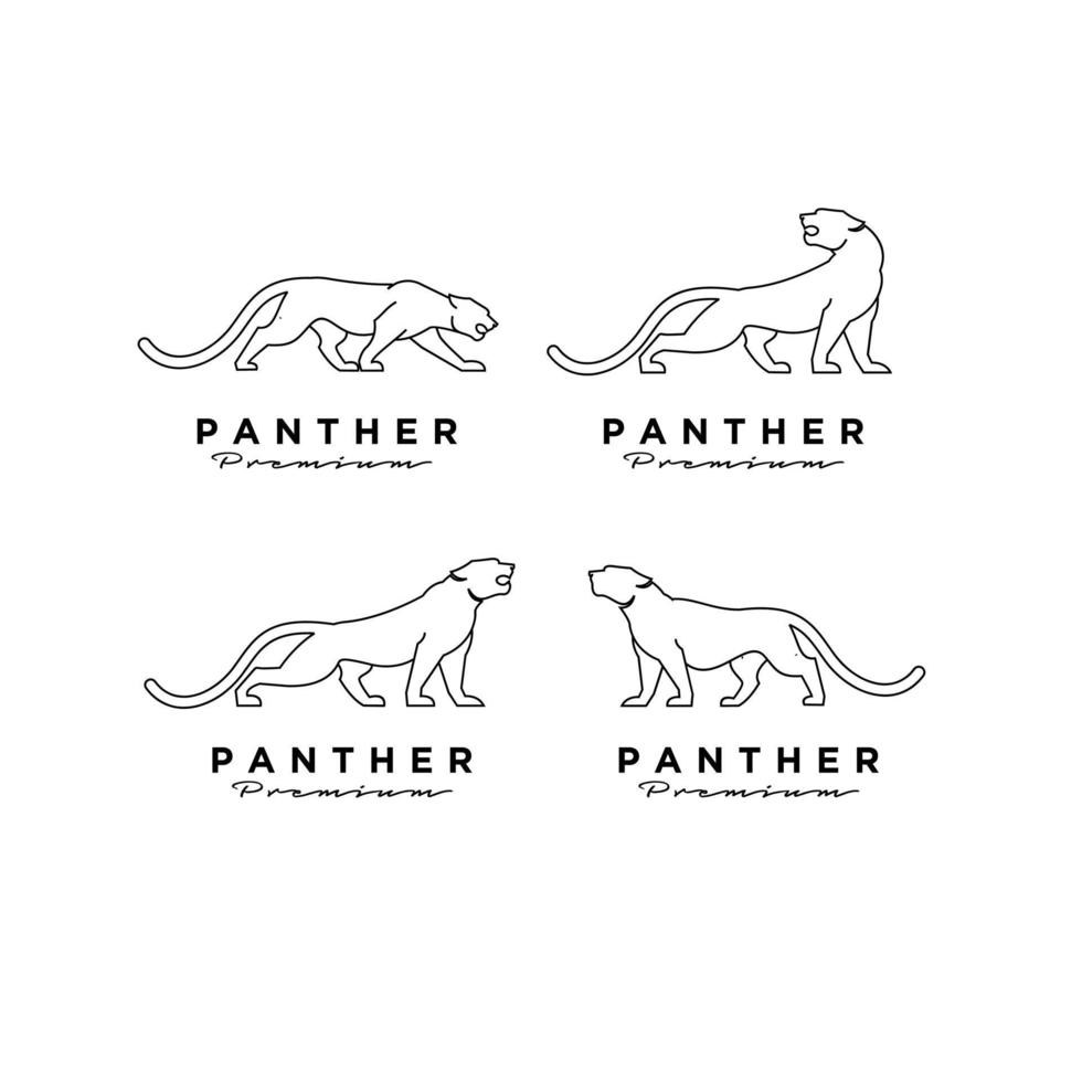 set collection panther logo illustration design vettore
